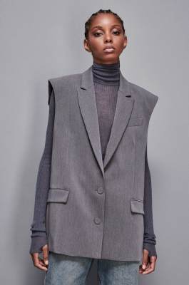 &quot;Essential&quot; viscose over vest, Grey, Patrizia Pepe