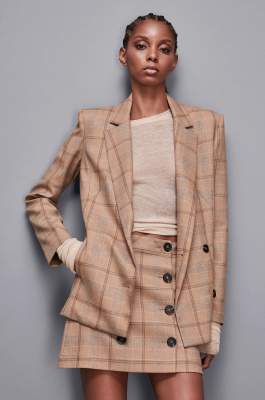 Checked blazer, Brown, Patrizia Pepe