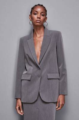 &quot;Essential&quot; two-button viscose jacket, Grey, Patrizia Pepe