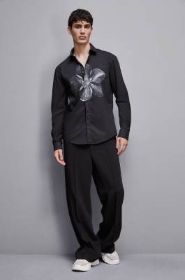 Cotton shirt with print, Black, Patrizia Pepe