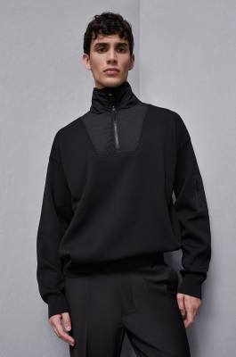Sweater with nylon inserts, Black, Patrizia Pepe