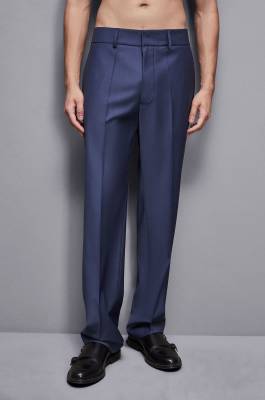 Straight-fit cool wool pants, Blue, Patrizia Pepe