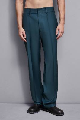 Straight-fit cool wool pants, Green, Patrizia Pepe