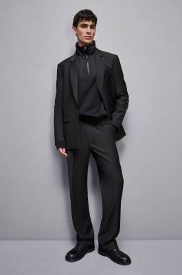 Straight-fit cool wool pants, Black, Patrizia Pepe