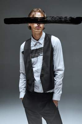 Asymmetrical vest with piercing, Black, Patrizia Pepe