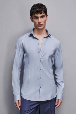 Shirt aus Baumwoll-Popeline Lang, Blau, Patrizia Pepe