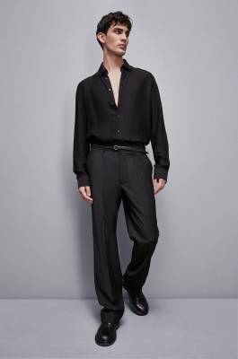 Viscose twill jacquard shirt, Black, Patrizia Pepe