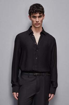 Viscose twill jacquard shirt, Black, Patrizia Pepe