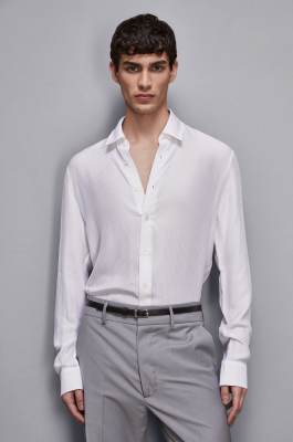 Viscose twill jacquard shirt, White, Patrizia Pepe