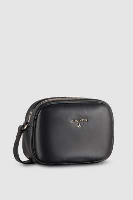 Leather shoulder camera case, Black, Patrizia Pepe