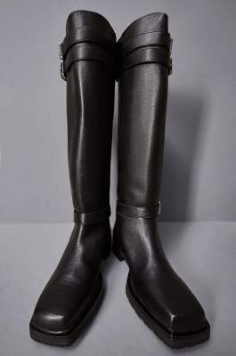 Bottes biker en cuir, Noir, Patrizia Pepe