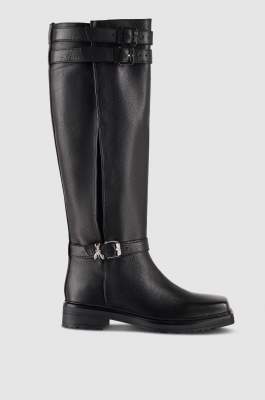 Bottes biker en cuir, Noir, Patrizia Pepe