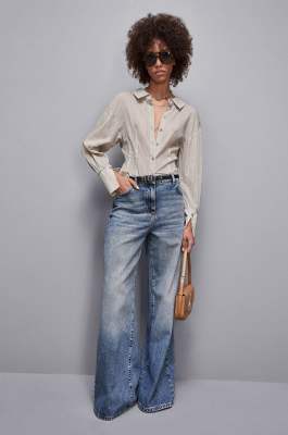Low-waisted wide-leg jeans, Blue, Patrizia Pepe