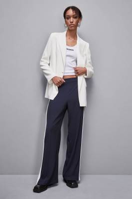 Low waist pants with colorful band, Blue, White, Patrizia Pepe