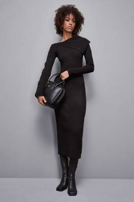 Long-sleeved midi dress, Black, Patrizia Pepe