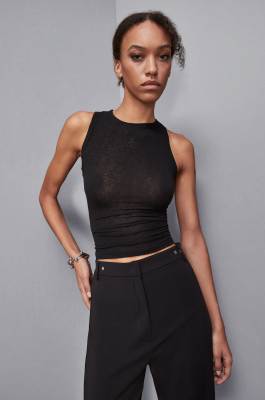 Slim fit jersey tank top, Black, Patrizia Pepe