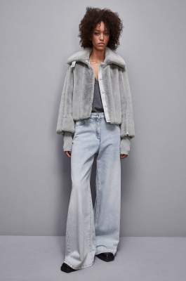 Short synthetic fabric coat, Grey, Patrizia Pepe