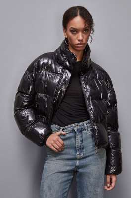 Shiny nylon long down jacket, Black, Patrizia Pepe