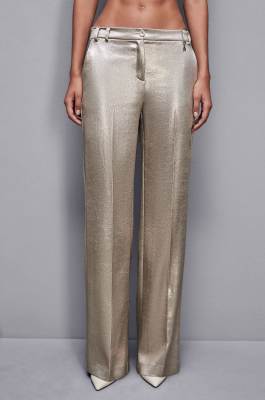 Low-waisted crepe satin pants, Gold, Patrizia Pepe