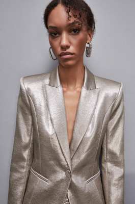 Satin crepe blazer, Gold, Patrizia Pepe