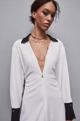 Mini dress with off-the-shoulder neckline, White, Patrizia Pepe