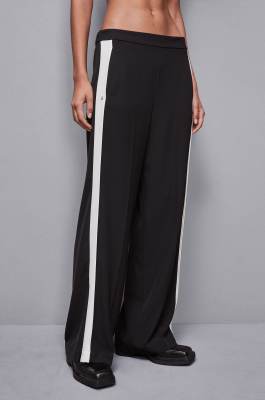 Hose mit niedriger Taille und farbigem Bund, Schwarz, Weiß, Patrizia Pepe