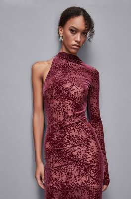 One-shoulder jersey dress, Red, Patrizia Pepe