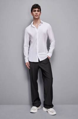 Cotton poplin long shirt, White, Patrizia Pepe