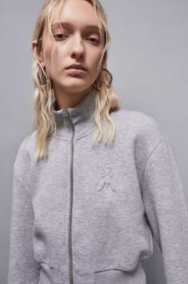 Sweatshirt mit hohem Kragen und Reißverschluss aus Baumwolle, Grau, Patrizia Pepe