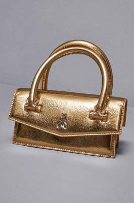 Fly Bamby leather shoulder bag, Gold, Patrizia Pepe