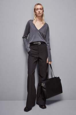 Wollpullover mit V-Ausschnitt, Grau, Patrizia Pepe