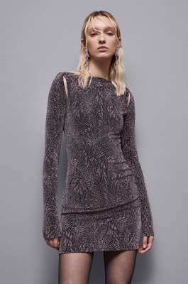 Jersey mini dress with cut out, Black, Purple, Patrizia Pepe