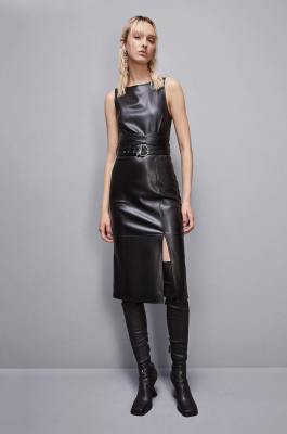 Midi dress in coated fabric, Black, Patrizia Pepe