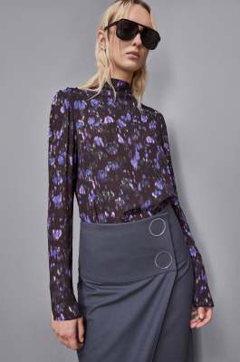 Tunika aus Viskose mit Blumen-Print, Schwarz, Patrizia Pepe