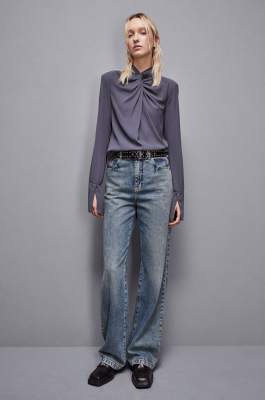 &quot;Essential&quot; viscose twill blouse, Grey, Patrizia Pepe