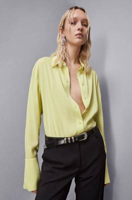 Essential viscose twill shirt, Yellow, Patrizia Pepe