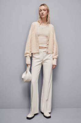 Ribbed wool cardigan, Beige, Patrizia Pepe