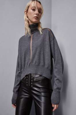 Cropped wool sweater, Grey, Patrizia Pepe