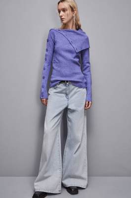 Soft sweater with buttons, Blue, Patrizia Pepe