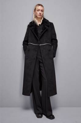 Reversible double-breasted coat, Black, Patrizia Pepe