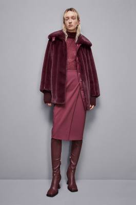 Midi synthetic fabric coat, Red, Patrizia Pepe