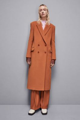 Long double-breasted cloth coat, Brown, Patrizia Pepe