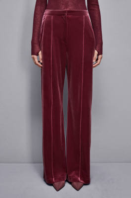 Essential Palazzo-Hose aus Samt, Rot, Patrizia Pepe