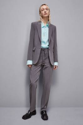 Essential viscose low-waisted pants, Grey, Patrizia Pepe