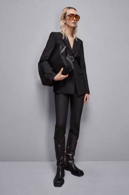 Stretch wool gabardine jacket, Black, Patrizia Pepe