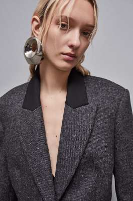 Cropped cloth jacket, Grey, Patrizia Pepe