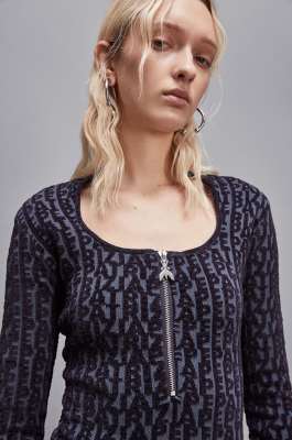 Long-sleeved mini dress, Blue, Grey, Patrizia Pepe