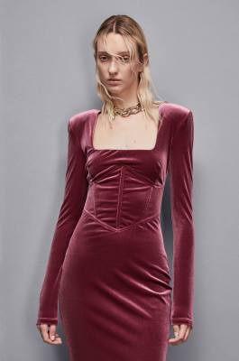 Bustierkleid aus Samt Essential, Rot, Patrizia Pepe