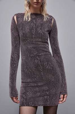 Jersey mini dress with cut out, Black, Purple, Patrizia Pepe