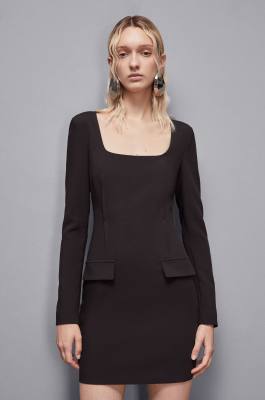Mini slim fit twill dress, Black, Patrizia Pepe